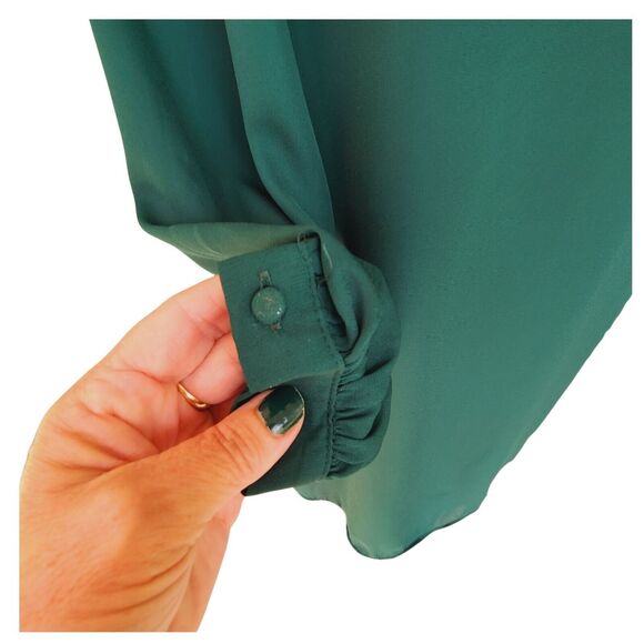 Lulus Womens Green Shift Dress Medium Long Sleeve Above Knee Lined - Picture 5 of 6